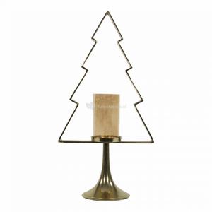 Gouden kerstboom windlicht 13x17x70 cm